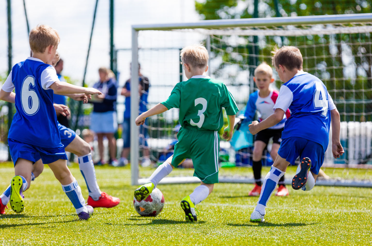 Football Soccer Match For Children Boys Playing Football Game On A