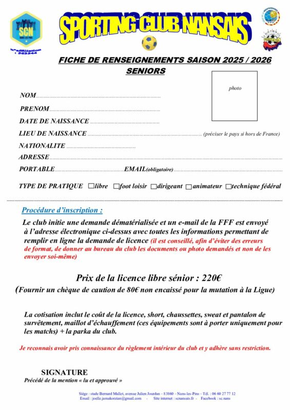 SC Nansais – Club de Football de Nans-les -Pins – Var (83)